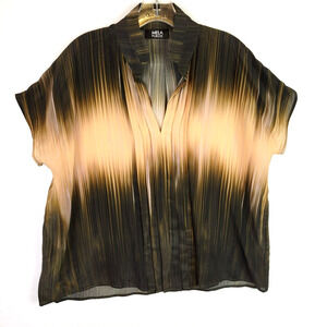 Mela Purdie Womens Boxy Career Blouse Size XS Brown Ombre Silk Lightweight Boho